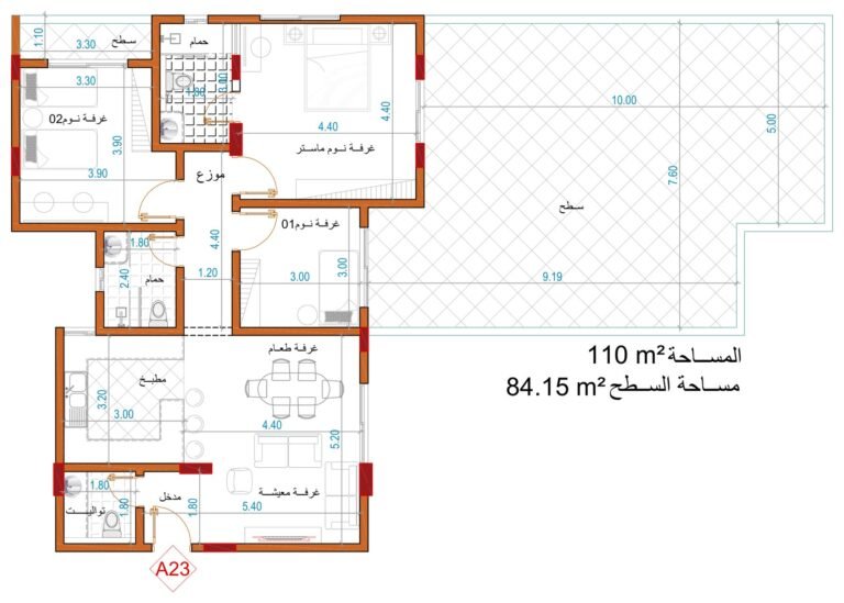 مخطط نموذجي — الشقق ذات المساحات الخاصة